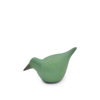 Vogel urn in Mintgroen keramiek 8cm