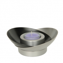 Urn met waxinehouder in gepolijst satijn aluminium: Lily