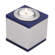 Qube waxinehouder van metaal donkerblauw