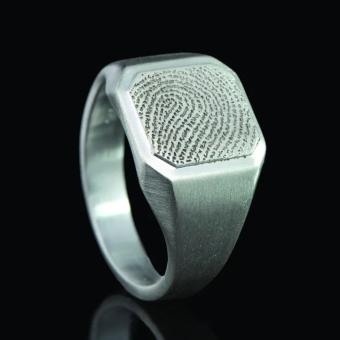 Zegelring in Sterling zilver + vingerafdruk