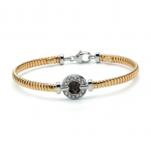 Armband in zilver Yellow-Plated met ronde askamer en zirkonia