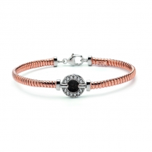 Armband in zilver Rosé-Plated met ronde askamer en zirkonia