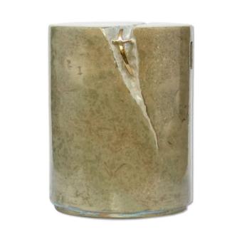 Zuil urn in bruin keramiek met goudkleurig kruis in barst (5500ml)