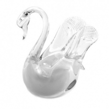Zwaan mini urn van kristalglas: Wit