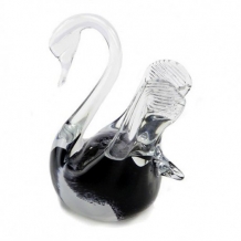 Zwaan mini urn van kristalglas: Zwart