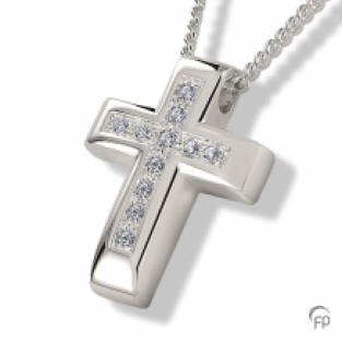 Ashanger Kruis in Sterling zilver 26x20mm + zirkonia