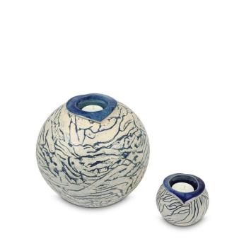 Ares urnen set in blauw keramiek + waxine