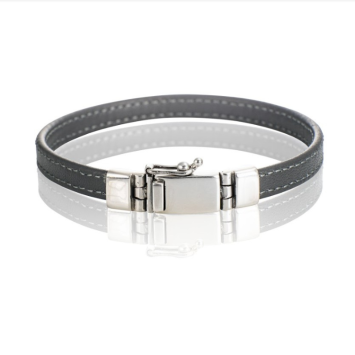 lederen armband L081-802 grijs