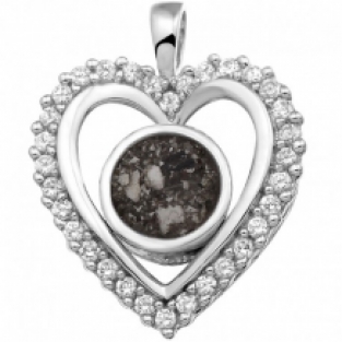 Ashanger Hart 19x24mm in zilver + zirkonia