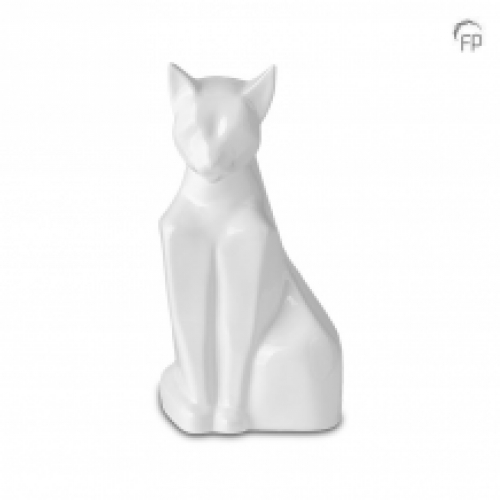 dieren urn Kat in Wit (glanzend)