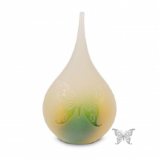 druppel urn gold-green 19cm: vlinder