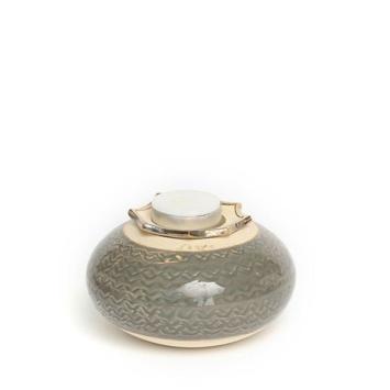 Flora urn + waxine in beige met grijs