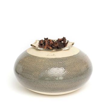 Flora urn Ovaal in beige met grijs