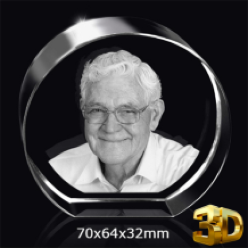 fotoglas Rond 70x64x32mm met 3D gravure vanaf € 99,-