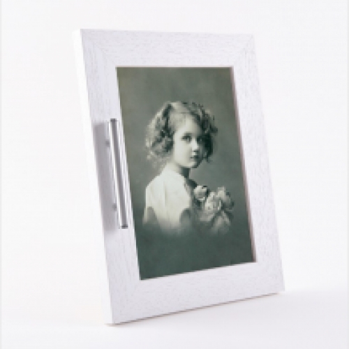 Fotolijst met wit kader + rvs asbuisje