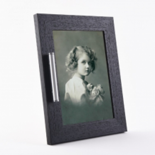 Fotolijst met zwart kader + rvs asbuisje