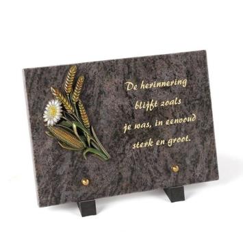 Gedenksteen 18x25cm met Bloemen