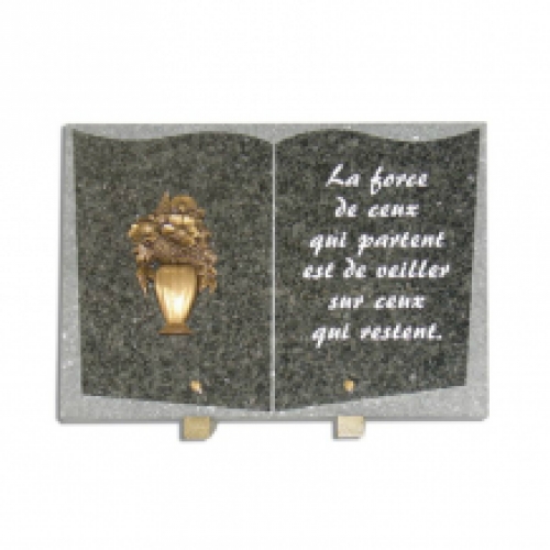 gedenksteen 25x35cm met bronzen bloemenvaas