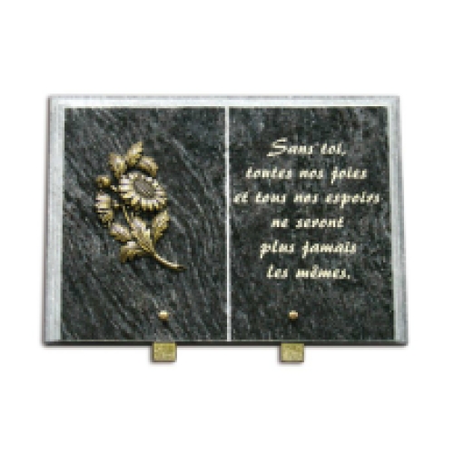 gedenksteen 25x25cm met bronzen zonnebloem