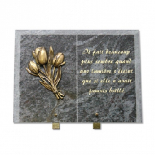 gedenksteen 30x-40cm met tulpen in brons