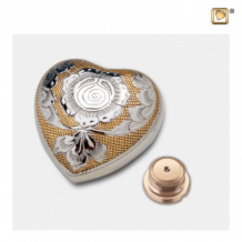 Hart mini urn met bloemen H673