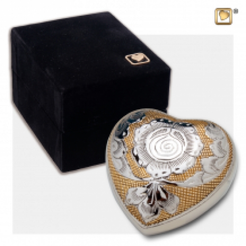 Hart mini urn met bloemen H673