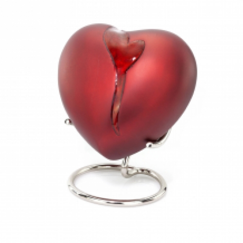 Gebroken Hart urn in rood