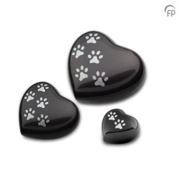 Hart mini urn in Antraciet + zilverkleur