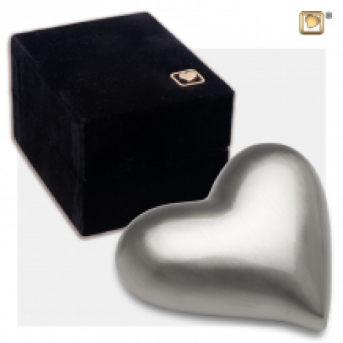 Hart urn in zilverkleur -mat- K602