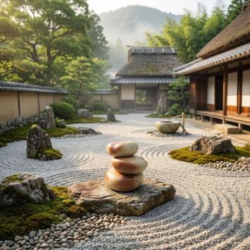 Kei urn in Zen tuin met stenen