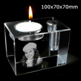 FotoGlas met urn en waxine 100x70mm met zilver dopje