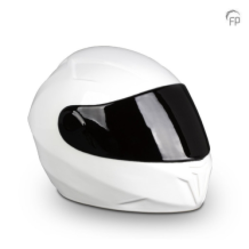 Helm urn in wit keramiek
