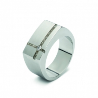 SeeYou Heren ring in edelstaal met zirkonia
