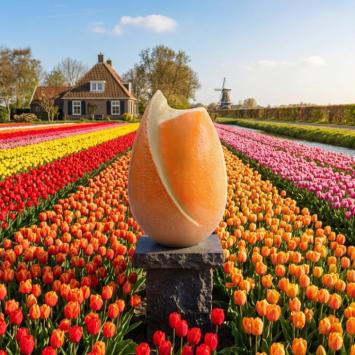 tulp urnament in Zalmoranje keramiek