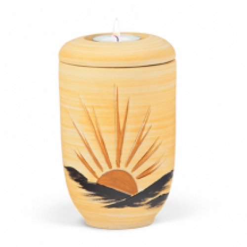 keramiek urn met waxine: Rijzende Zon