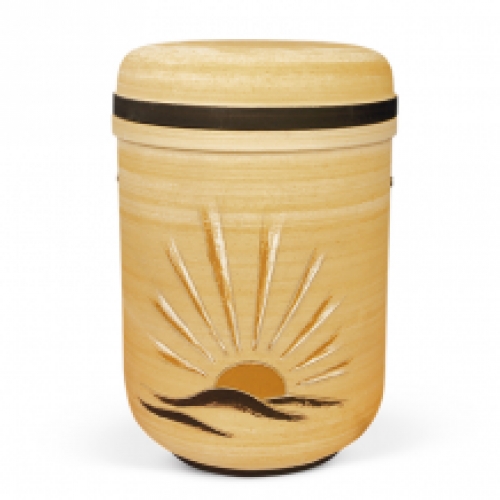urn in zandkleur: Rijzende zon