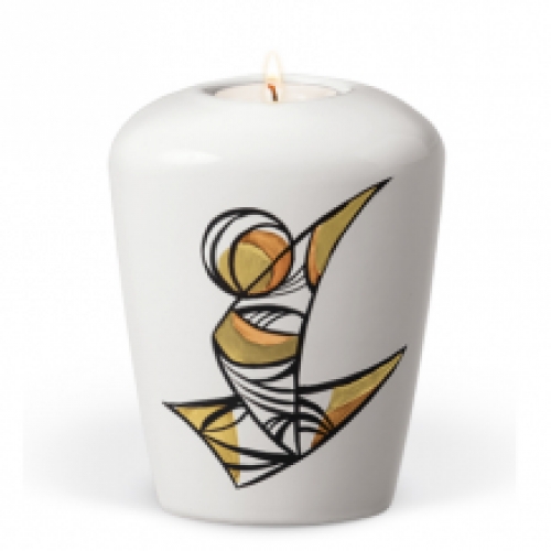keramiek urn met waxine: Zeilschip