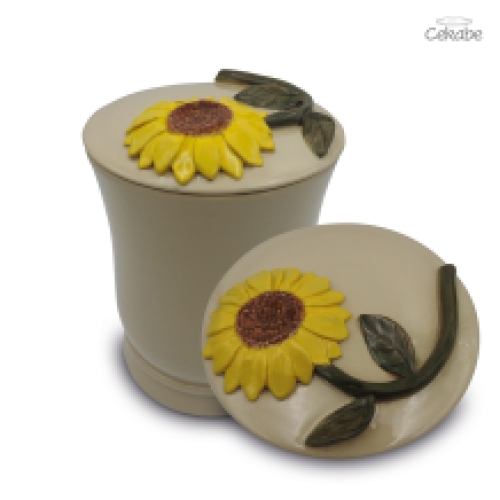 urn ct006 met geboetseerde zonnebloem