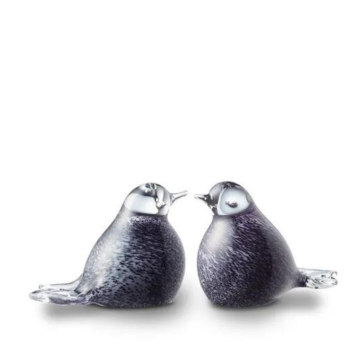 Vogel mini urn van glas: Zwart met Wit