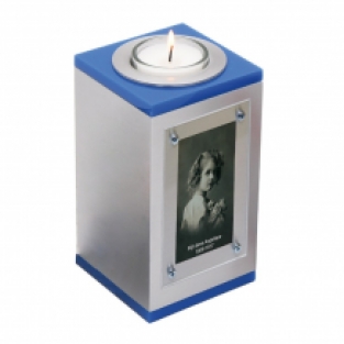 Qube urn met waxine in donkerblauw