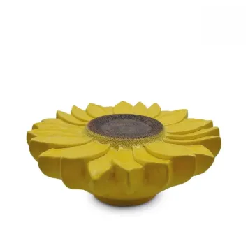 zonnebloem urn in geel keramiek